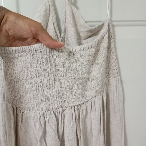 TIFFISI Beige Halter Maxi Dress With Smocked Bodice & Tie-Back Womens Size S - Picture 4 of 9